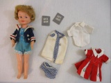 Vintage Penny Brite Doll, date book and clothing, 1963 Deluxe Reading Corp, 4 oz