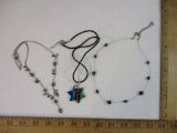 Three Necklaces including art glass pendant and more, 2 oz