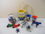Assorted Toys including Figural Minion Bucket, Fisher Price Viking Ship, and more, 3 lbs