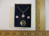 Genuine Porcelain Rose Necklace and Earring Set, 1 oz