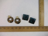 Two Pairs of Large Vintage Pierced Earrings, 2 oz