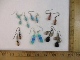 Six Pairs of Beaded Earrings including beautiful faux turquoise and more, 1 oz