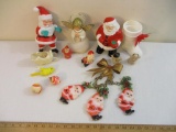 Vintage Christmas Decorations including Santas, angel, sleigh and more, 1 lb 3 oz