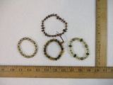 Four Beaded Stretch Bracelets, earthy tones, 2 oz