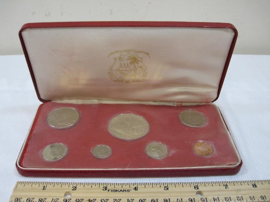 1974 Republic of Liberia 7 Coin Set in Red Display Case including $5 Silver Coin, total ship weight