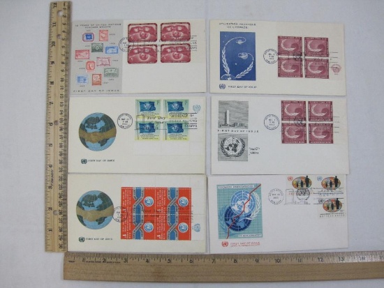 Six 1962 United Nations First Day of Issue Envelopes
