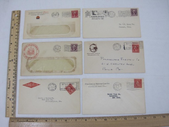 Six Early 1900s Postmarked Envelopes and Advertising Covers including Standard Motor Co, The Bingham