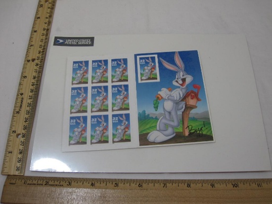 Bugs Bunny, Looney Tunes Full Pane of 32 cent Stamps