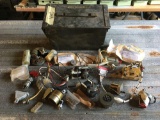 Military Ammo Box with Assorted Parts