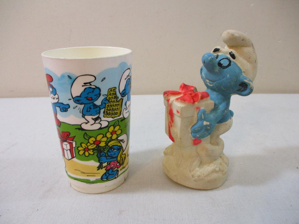 Smurf Items including framed Smurfette mirror, | Proxibid