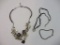 Beautiful Shell Necklace, Heart Pendant and Gold Tone Bracelet, 2 oz