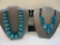 Three Blue Jewelry Items including wooden beaded necklace, stretch bracelet and more, 4 oz