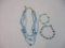 Three Blue Beaded Jewelry Items including multistrand seed bead necklace, heart bracelet and more, 2