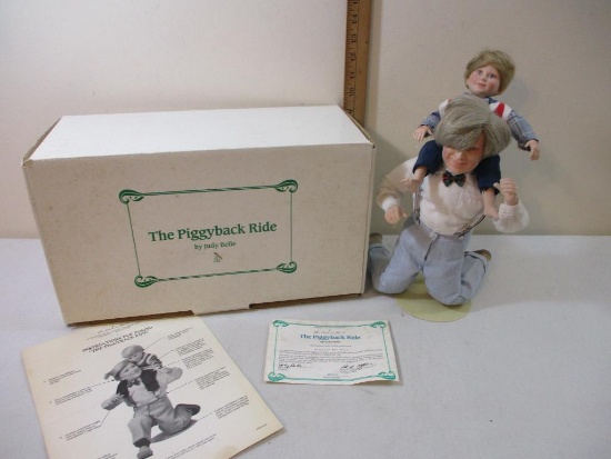 Judy Belle The Piggy Back Ride 2 Doll Set from The Danbury Mint, in original box, 1992, 2 lbs 12 oz