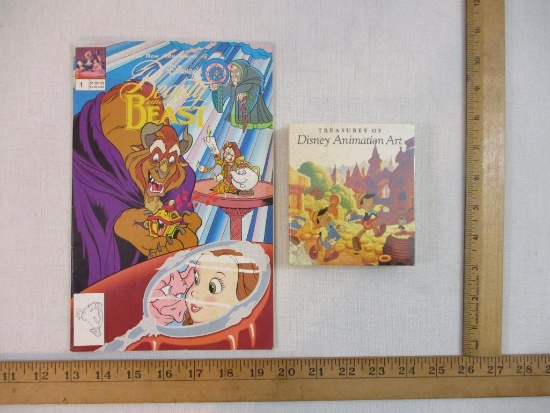 Treasures of Disney Animation Art sealed paperback book and Disney's Beauty and the Beast Comic Book