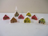 Vintage Plastic Christmas Village String Light Houses, 11 oz