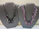 Two Chunky Purple Beaded Necklaces, 6 oz