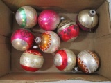 Nine Vintage Glass Christmas Ornaments, most Shiny Brite, 6 oz