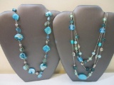Two Blue Beaded Necklaces, 5 oz