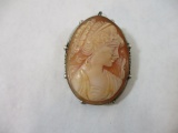 Vintage Cameo Pin/Pendant with Sterling Silver, .27 ozt