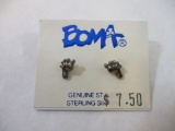 Boma Sterling Silver Foot Print Earrings, .02 ozt