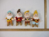 Four Dwarfs Plush Figures: Happy, Bashful, Grumpy and Sneezy, Walt Disney Snow White and the Seven