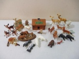 Woodland Animal Figures, assorted sizes and compositions including ceramic, plastic and more, 14 oz