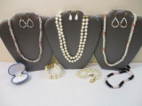 Faux Pearl Jewelry including necklace and earring sets, 8 oz