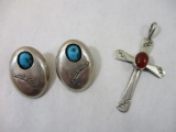 Southwestern Silver Jewelry including turquoise and sterling silver earrings and sterling silver