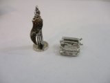 Two Sterling Silver Pendants/Charms including Put-in-Bay OH tower and typewriter, .16 ozt