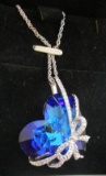 Beautiful Qianse Blue Heart Pendant, 3 oz