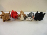 Five Dog TY Beanie Babies: Nanook, Scottie, Tracker, Rover, and Weenie, all tags included and