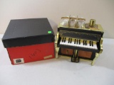 Vintage Miniature Piano Music Box and Bar Set, plays How Dry I Am, marked Japan, in original box,