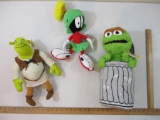 Three Licensed Character Plush Toys including Oscar the Grouch (Sesame Street), Shrek and Marvin the