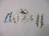 Assorted Jewelry Items including blue acrylic bead earrings, silver tone necklaces and more, 2 oz