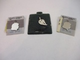 Three Sterling Silver Pendants/Charms including 2 girl heads and Mother half heart, 1 oz ship weight