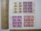 US Postage Stamps 4 Blocks including Lincoln 4 cent #1036, Patrick Henry 1 dollar #1052 and others,