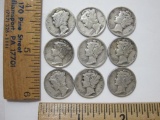 Mercury Dimes Assortment of Nine, see pictures