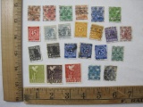 German Postage Stamps includes 45 Pfennig, 12 Pfennig, 1 Mark, and more, some with hinge some