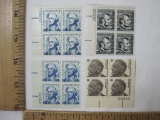 Four Blocks of Stamps including Lincoln #1282, Washington #1283-1283B, Roosevelt #1284, mint