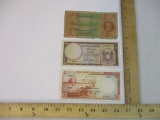 Three Paper Currency Notes: 1 Lebanese Pound, 1 Syrian Pound, and The Government of Malta Two