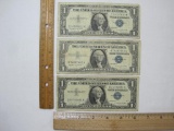 One Dollar Silver Certificates, 3 Bills 1957 Series A