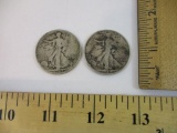 1942 & 1942-S Walking Liberty Silver Half Dollar Coins, 078 ozt total weight