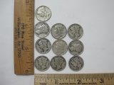 Ten Mercury Dimes Assorted Dates, see pictures