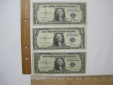 1935 One Dollar Silver Certificate 3 Bills, 2 Series F, 1 Series E