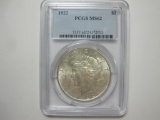 1922 Peace Silver Dollar, Grated PCGS MS62