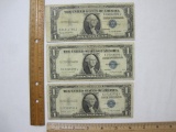 1935 One Dollar Silver Certificate 3 Bills, 2 Series G, 1 Series H