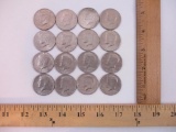 16 Kennedy Half Dollar Coins from 1969-1996: 1 1969-D, 3 1971, 1971-D, 1973-D, 2 1974, 1976-D, 1979,