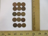 15 Lincoln Wheat Back Pennies: 3 1944-S, 3 1950-D, 3 1951-D and 6 1956-D