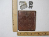 Set World War 2 Dog Tags, Pistol D, Rifle Marksmanship badge, German Leather wallet with photo